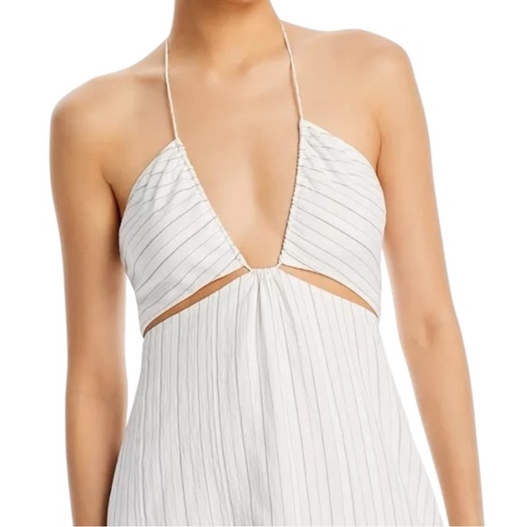 REBECCA TAYLOR | NWT Rumpled Stripe Halter Maxi Dress | White 14 - Picture 2 of 15